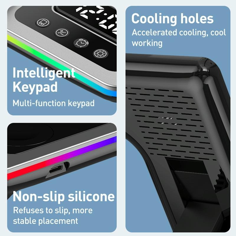 15W 5 In 1 Foldable Wireless Charger Stand - Black 6