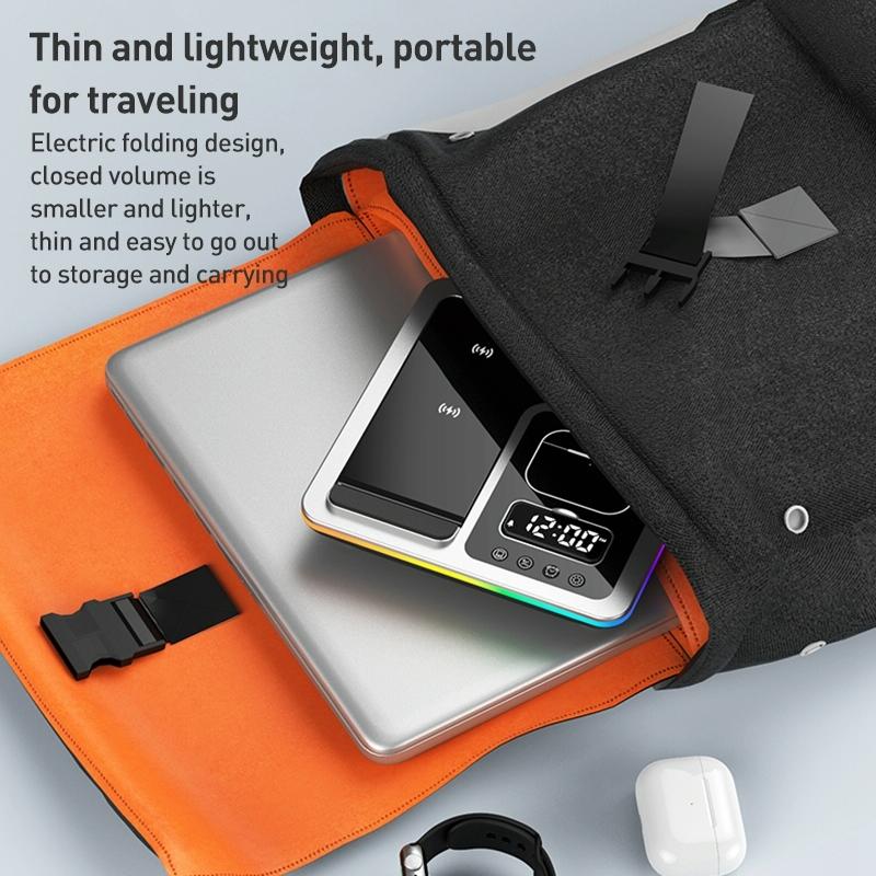 15W 5 In 1 Foldable Wireless Charger Stand - Black 11