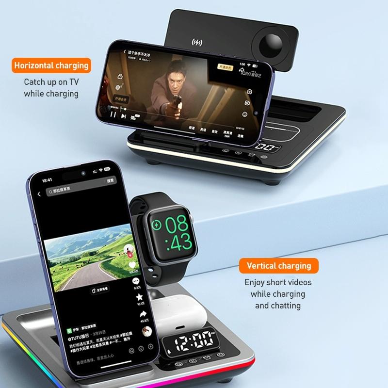 15W 5 In 1 Foldable Wireless Charger Stand - Black 12