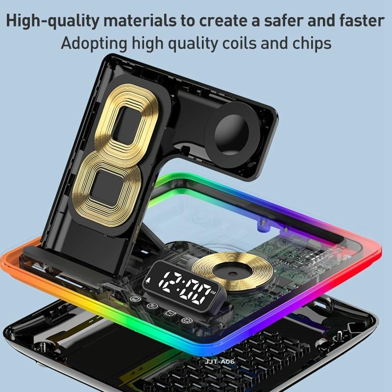 15W 5 In 1 Foldable Wireless Charger Stand - Black 14