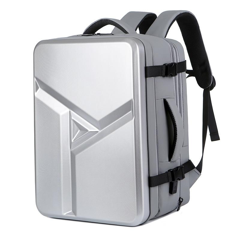 Waterproof Expandable Hard Shell Backpack with Usb Charging - Large Capacity Black - 161 Light Grey 10