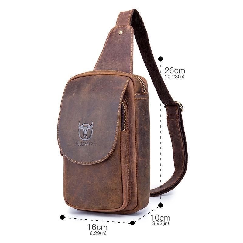 Retro Leather Shoulder Bag For Men Brown 4