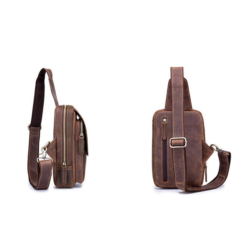 Retro Leather Shoulder Bag For Men Brown 5