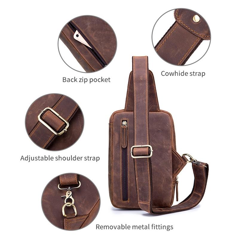 Retro Leather Shoulder Bag For Men Brown 6