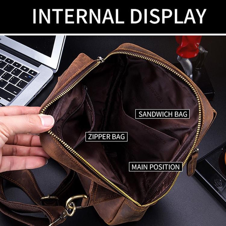 Retro Leather Shoulder Bag For Men Brown 7