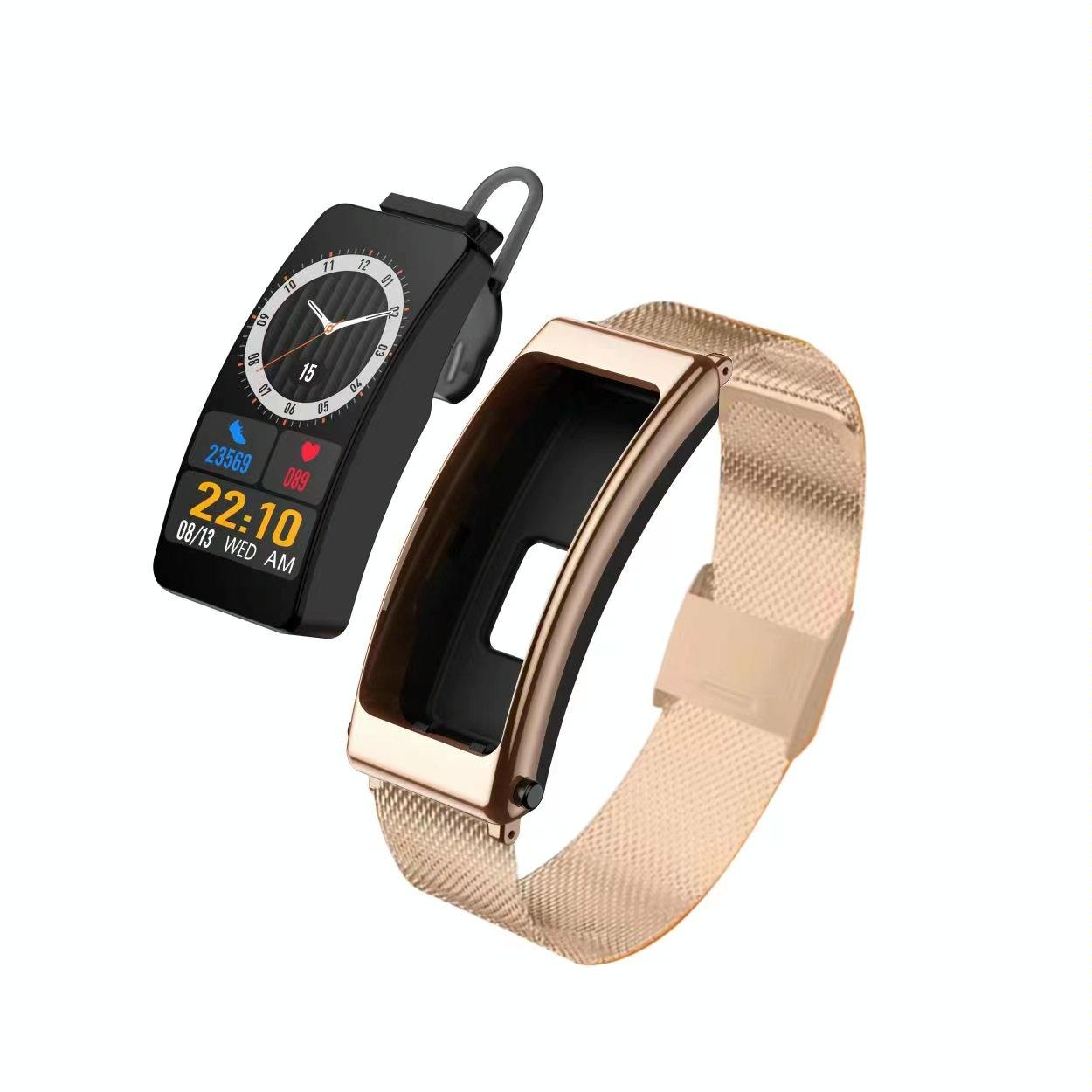 1.14 Inch Steel Band Earphone Detachable Smart Watch Support Bluetooth Call - Black 12