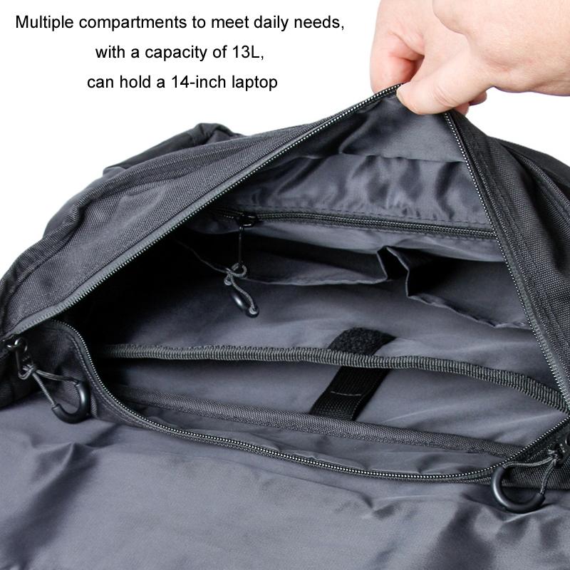 Waterproof Nylon Cycling Shoulder Bag Large Capacity Black 6