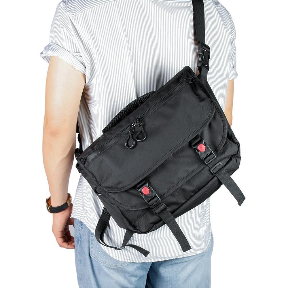 Waterproof Nylon Cycling Shoulder Bag Large Capacity Black 9