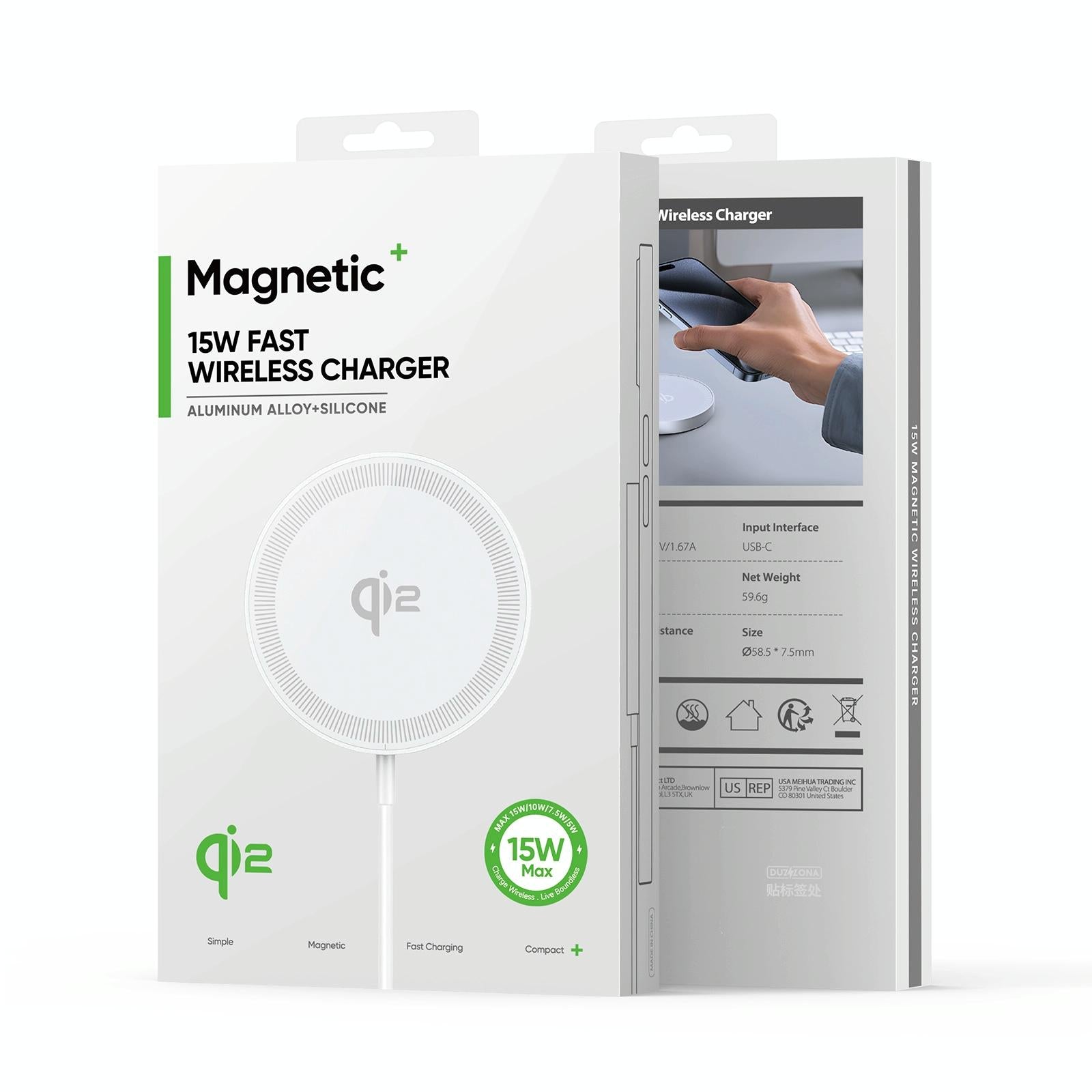 15W Magnetic Suction Wireless Charger White 4