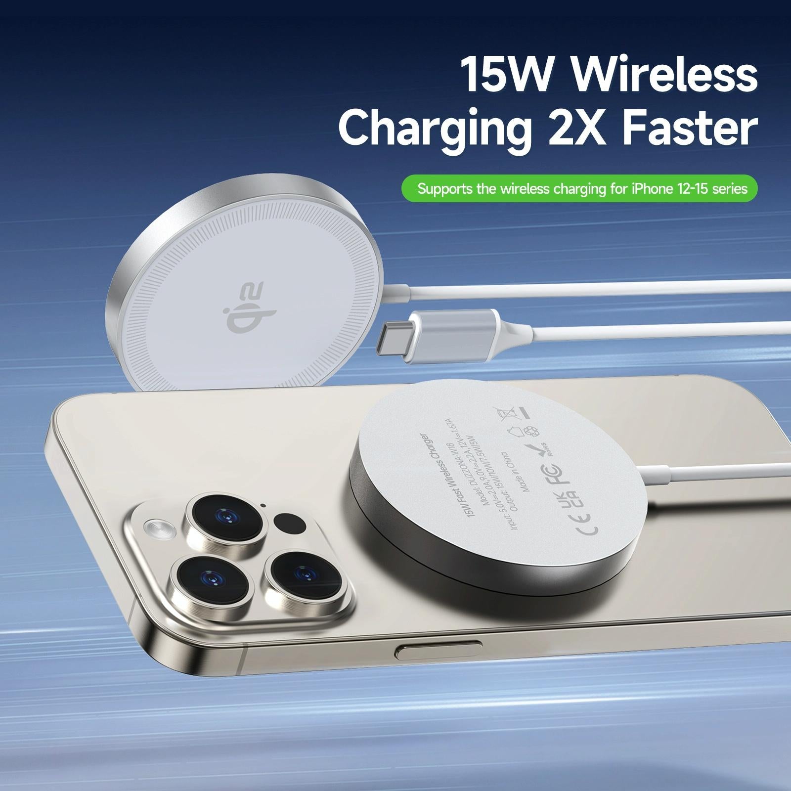 15W Magnetic Suction Wireless Charger White 5