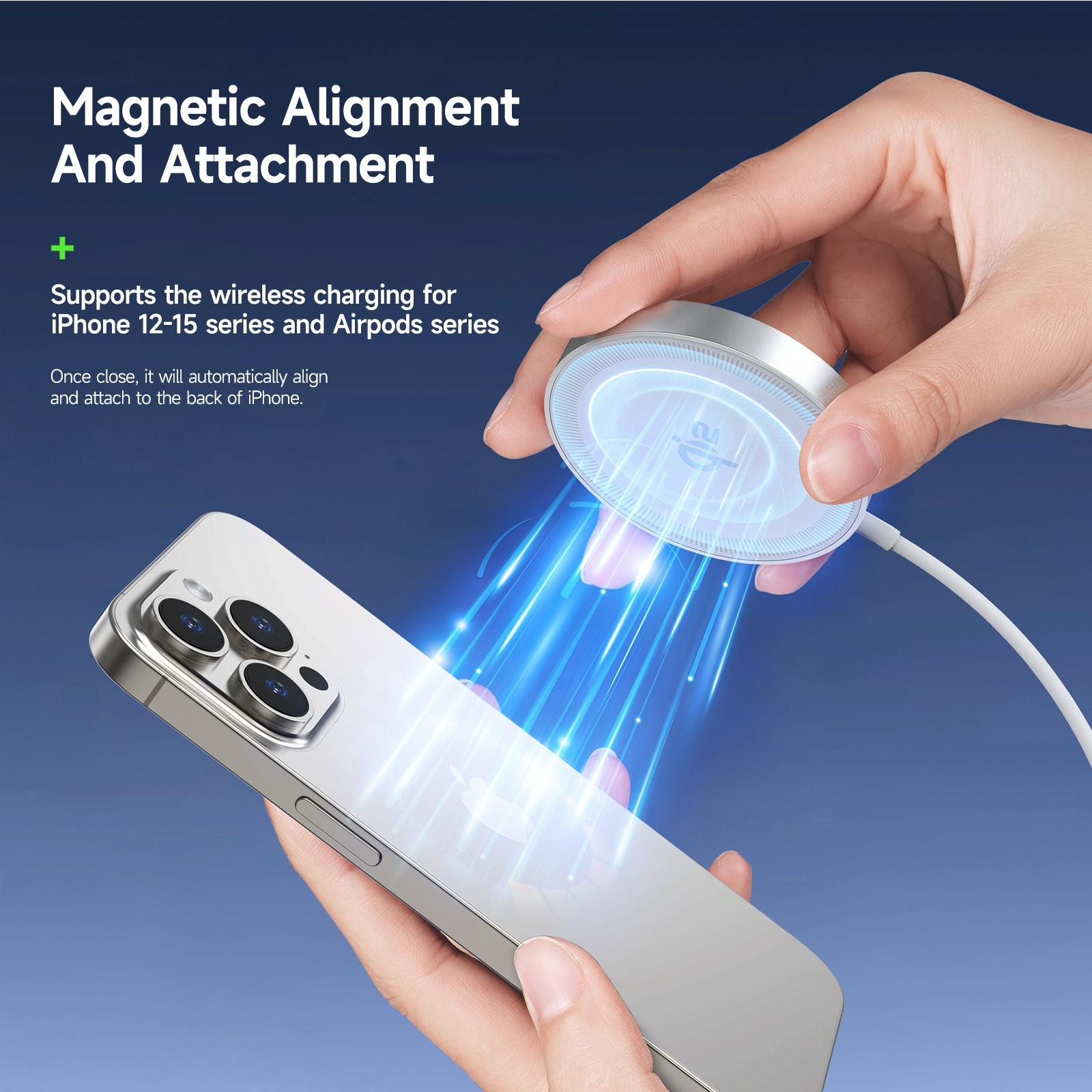 15W Magnetic Suction Wireless Charger White 9
