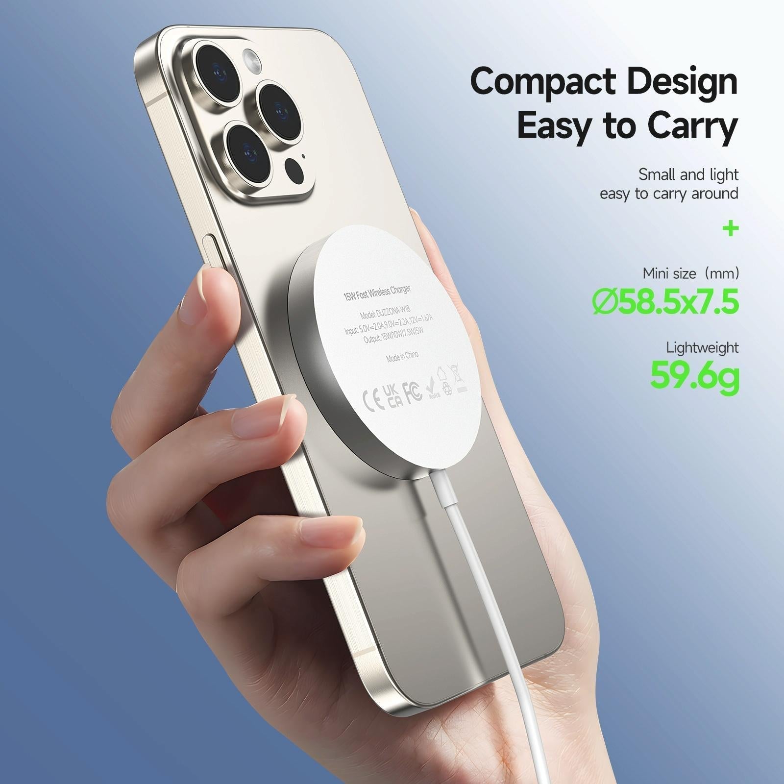 15W Magnetic Suction Wireless Charger White 12