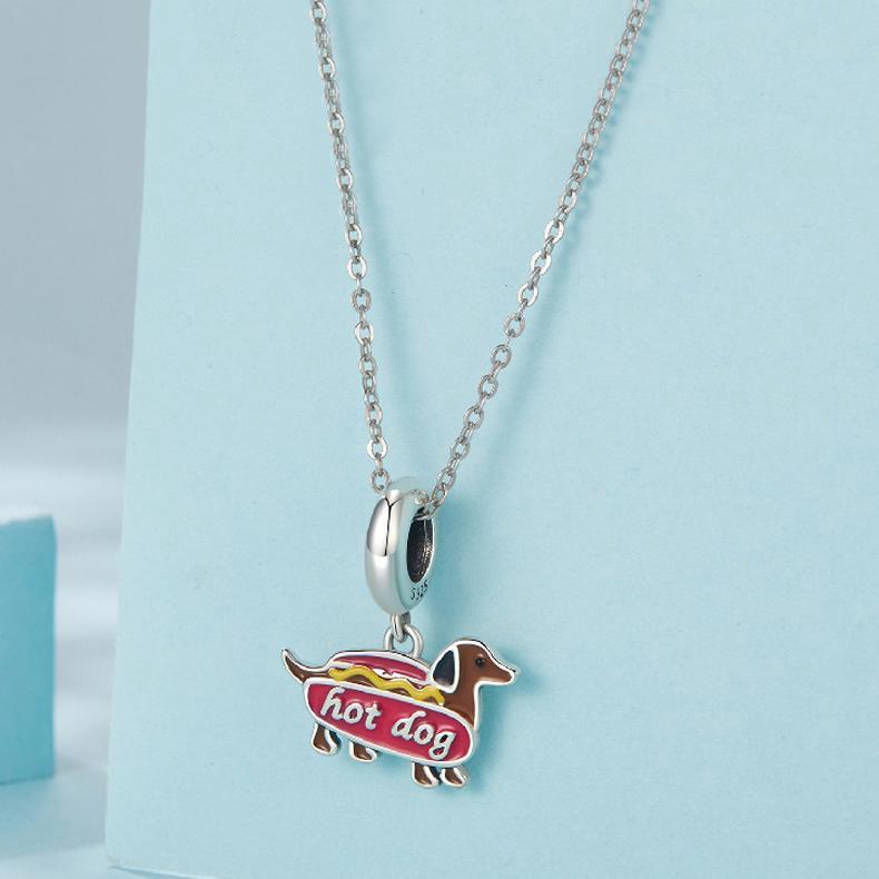 925 Sterling Silver Dachshund Pendant Animal Beads 3