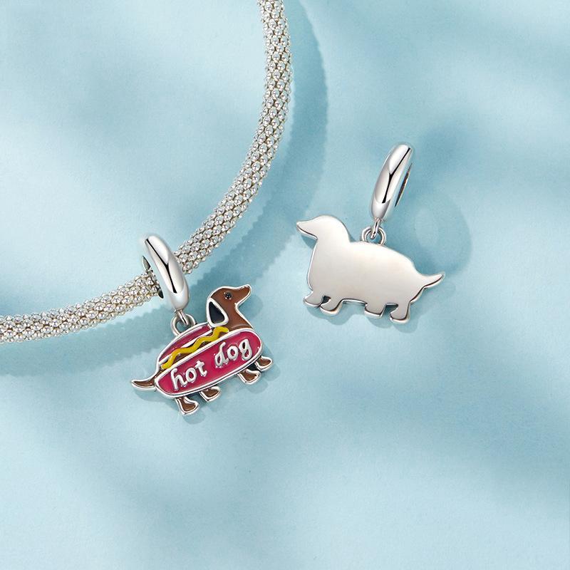 925 Sterling Silver Dachshund Pendant Animal Beads 4