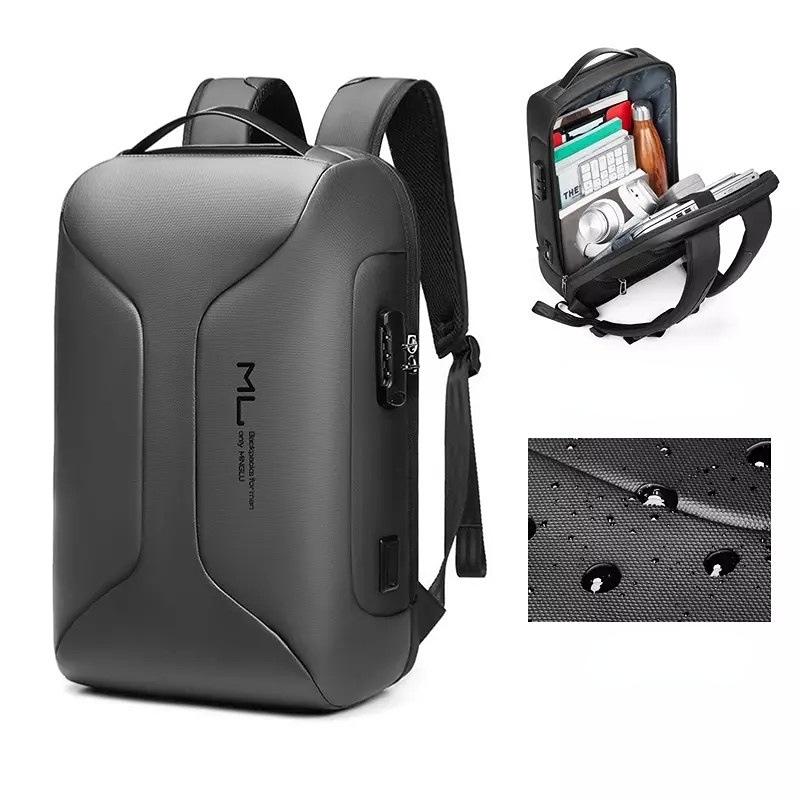Large Capacity Waterproof Laptop Backpack with Usb Port for Business Travel - Light Grey 11