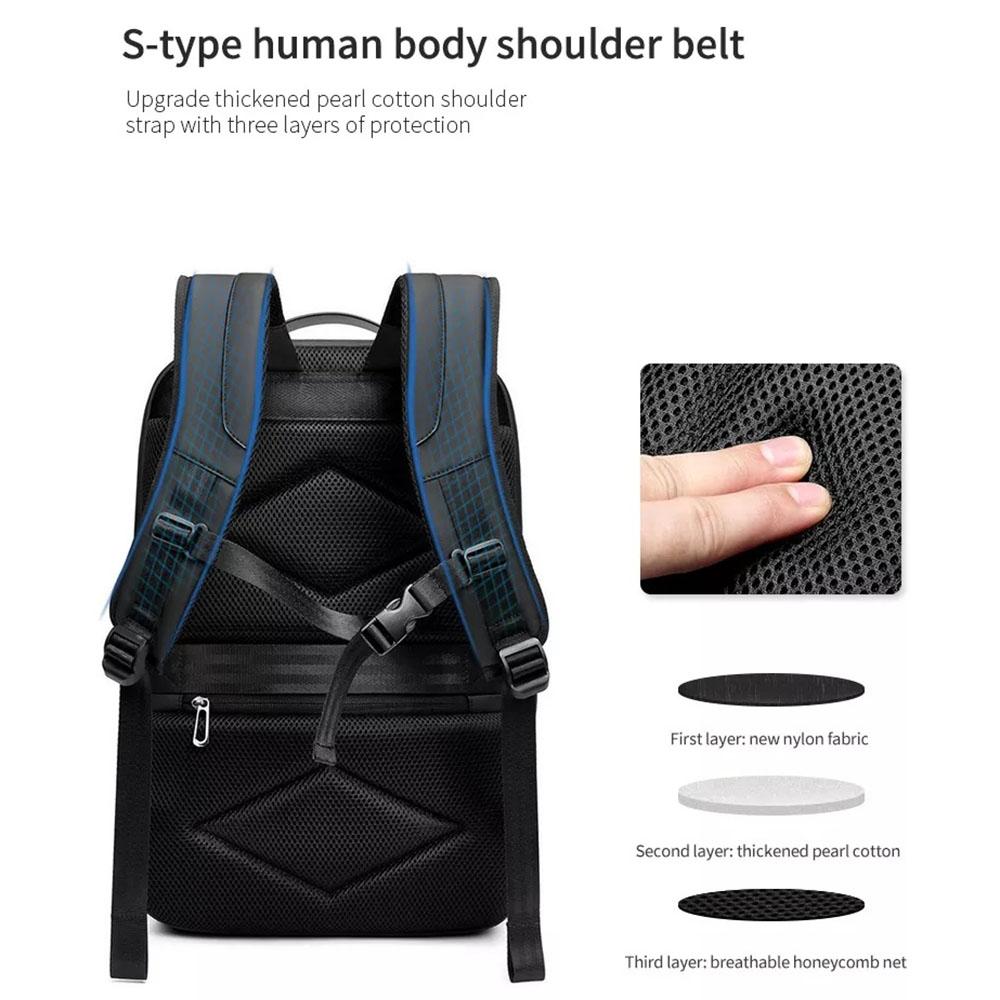 Large Capacity Waterproof Laptop Backpack with Usb Port for Business Travel - Light Grey 13