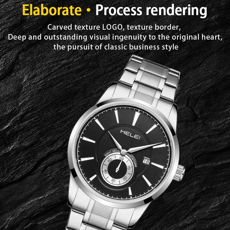 Waterproof Men Quartz Watch with Night Light - H9009b-g - Rose Gold White 6