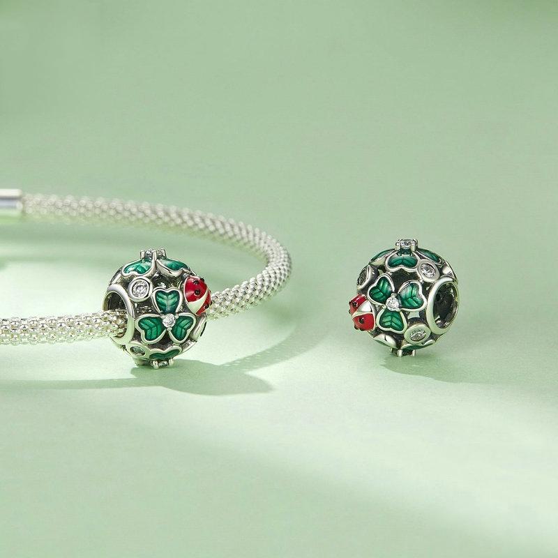 925 Sterling Silver Ladybug Clover Diy Beads 5