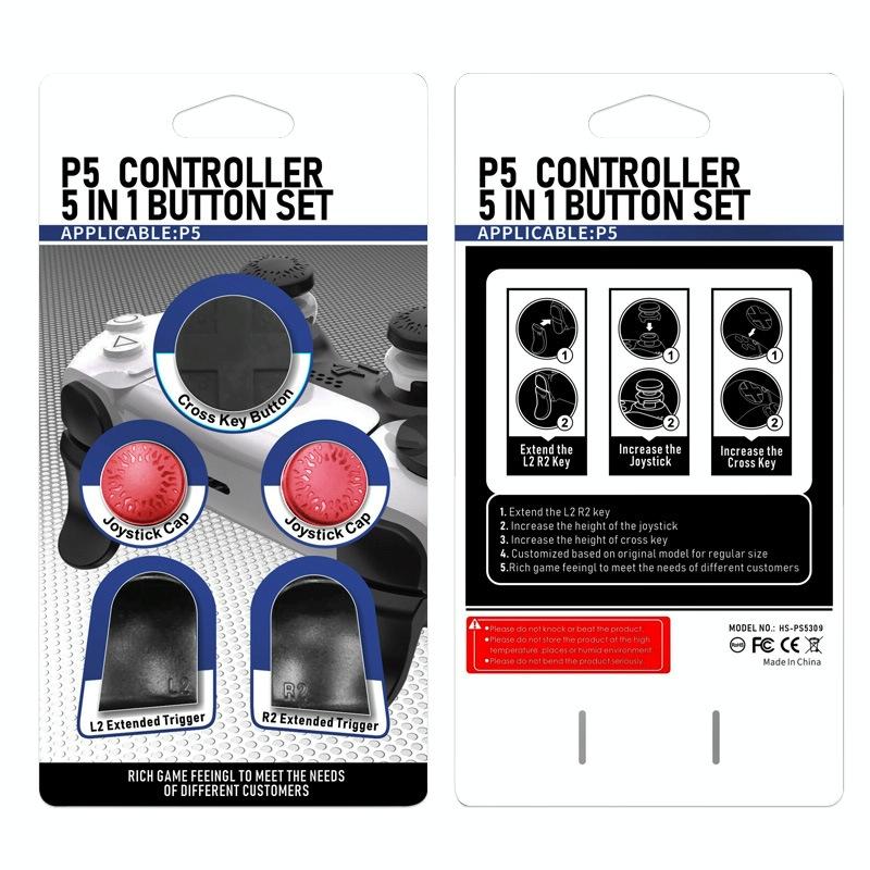 5-in-1 L1 / R1 Extended Key Game Handle for Sony Ps5 - Cross & Lengthened Keys - Black 4