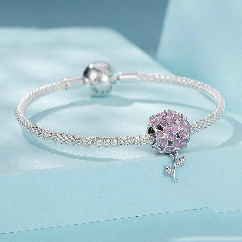 925 Sterling Silver Platinum Plated Zircon Flower Beads 3