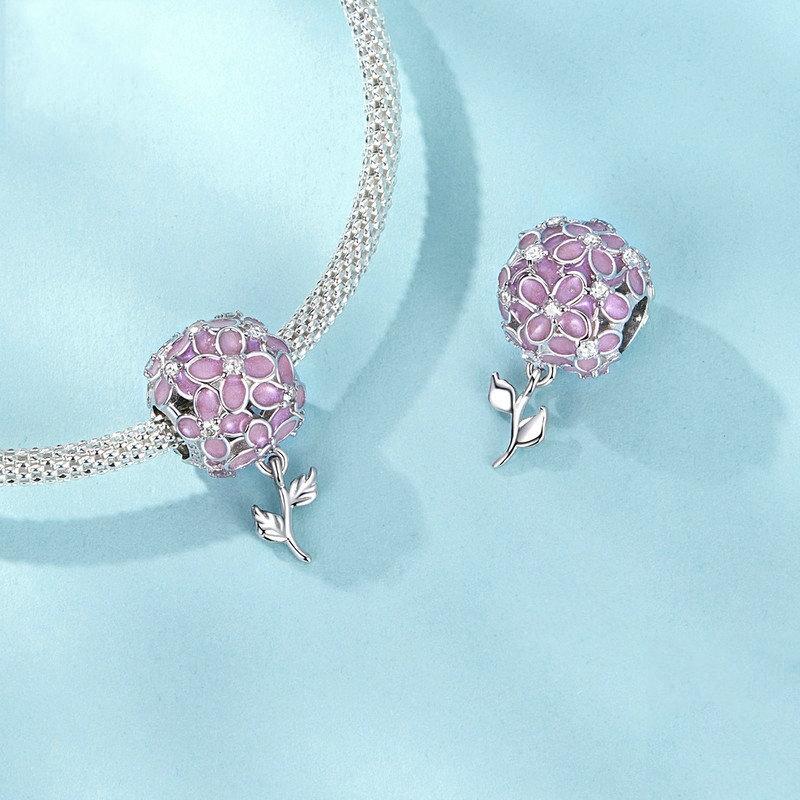 925 Sterling Silver Platinum Plated Zircon Flower Beads 4