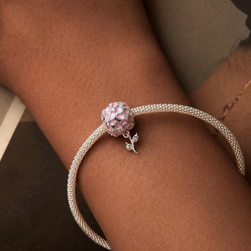 925 Sterling Silver Platinum Plated Zircon Flower Beads 7