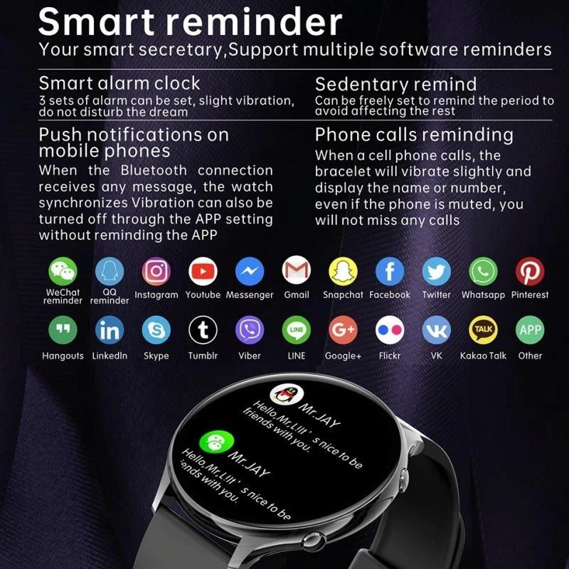 Smart Watch With Body Temp / Heart / Bp / Oxygen / Sleep Monitoring And Menstrual Cycle Prediction - Ip67 Waterproof - Black 6