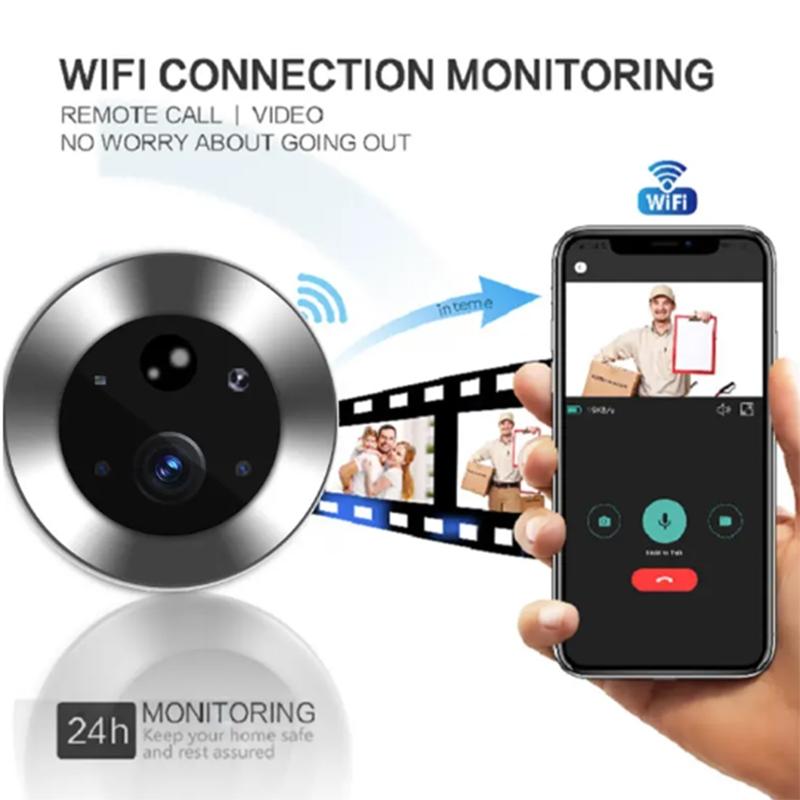 1080P Wifi Smart Cat Eye Video Doorbell With 4.3 Colour Screen And Hidden Graffiti Design - Black 6
