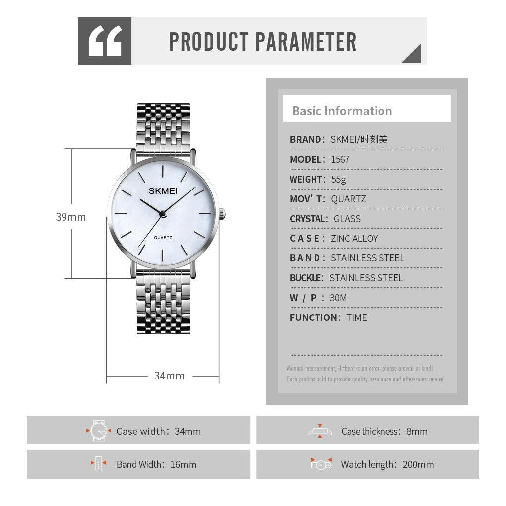Light & Thin Waterproof Quartz Watch for Women with Steel Band - Simple & Stylish 4