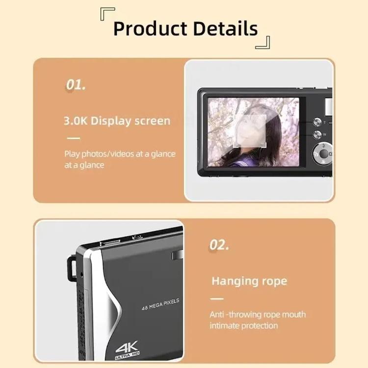 3.0-inch Autofocus 4k Hd Digital Camera with Hd Screen - Black 12