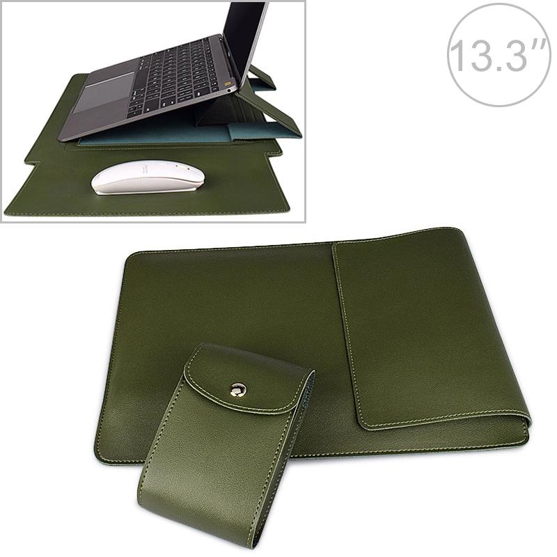 13.3 Inch Laptop Sleeve Leather Case with Small Storage Bag - Black 3