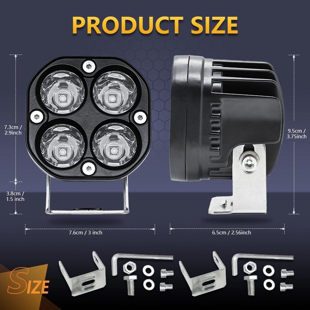 Car 3 Inch 4Leds Continuous Spotlight 20W / 2000Lm / 6000K / Dc9 - 80V - White 3