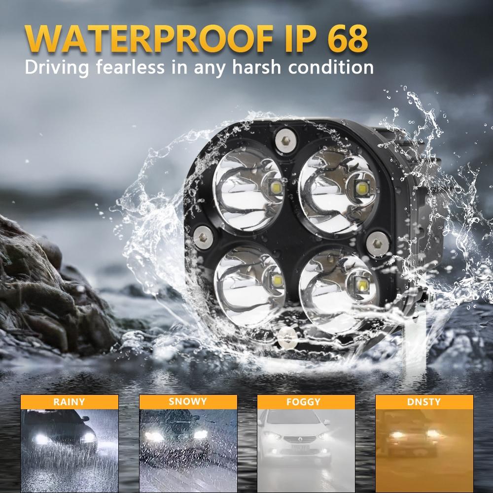 Car 3 Inch 4Leds Continuous Spotlight 20W / 2000Lm / 6000K / Dc9 - 80V - White 5