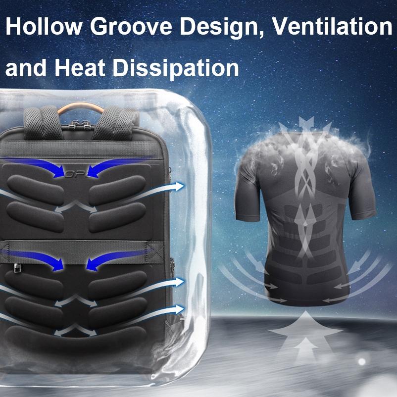 Waterproof Expandable Backpack with Usb Charging - Multi-compartment - Black 7