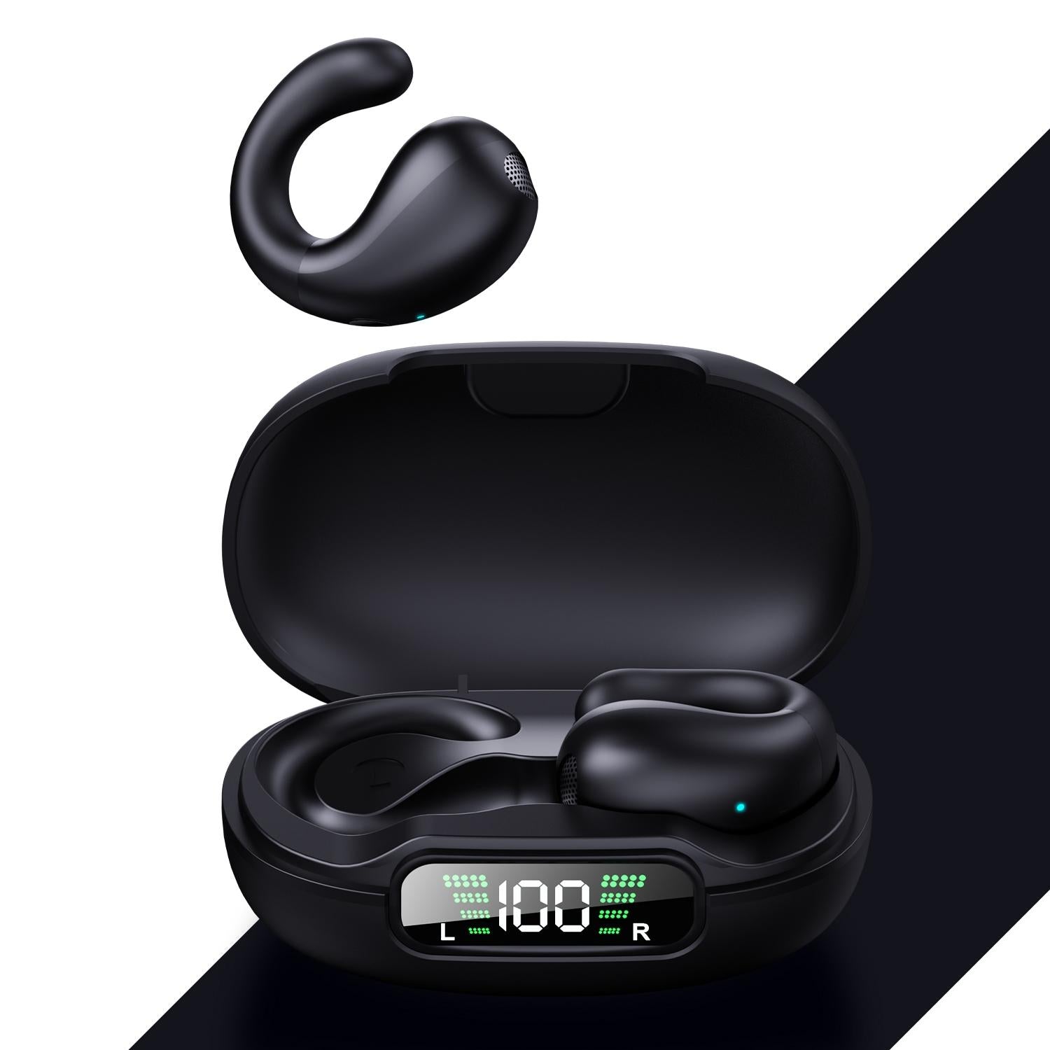 Wireless Bluetooth Earphone with Charging Case - Clip-on - Black 13