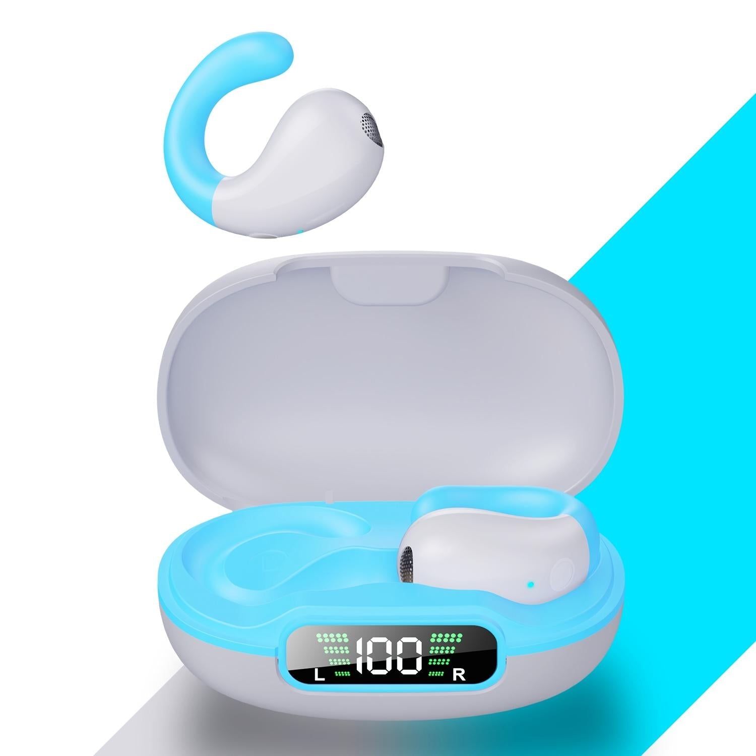 Wireless Bluetooth Earphone with Charging Case - Clip-on - Black 14