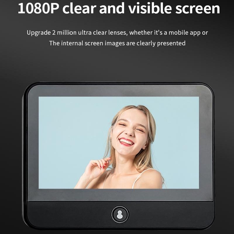 1080P Wifi Smart Cat Eye Video Doorbell With 4.3 Ips Lcd Screen And Infrared Night Vision Black 7