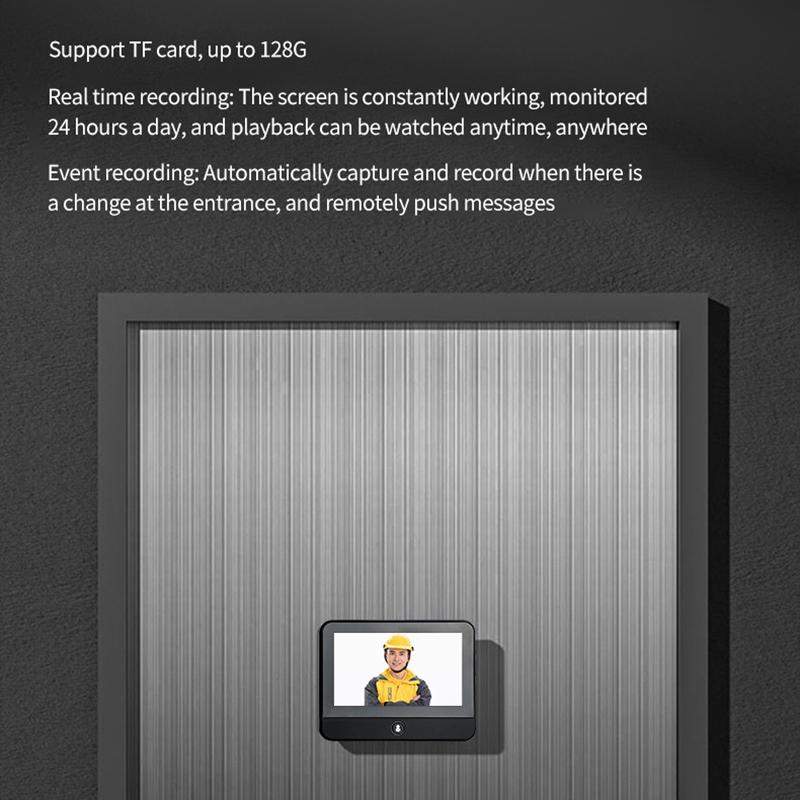 1080P Wifi Smart Cat Eye Video Doorbell With 4.3 Ips Lcd Screen And Infrared Night Vision Black 8