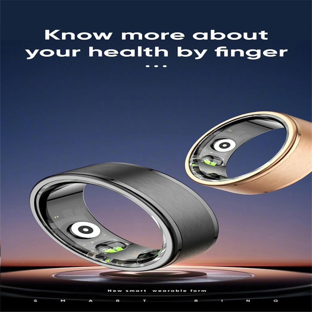 Smart Ring With Heart Rate Blood Oxygen Sleep & Sports Modes - Size 7 - Black 6