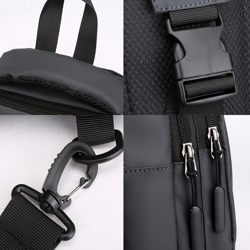 Men Multifunctional Chest Bag Usb Charging Port Single / Double Shoulder - Khaki 7