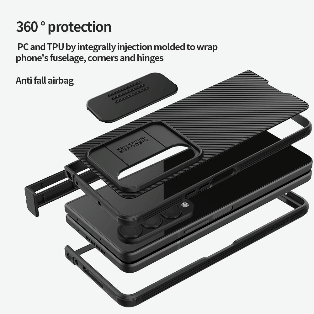 For Samsung Galaxy Z Fold4 5G Mirror Pro Camshield Case Set - Blue 6