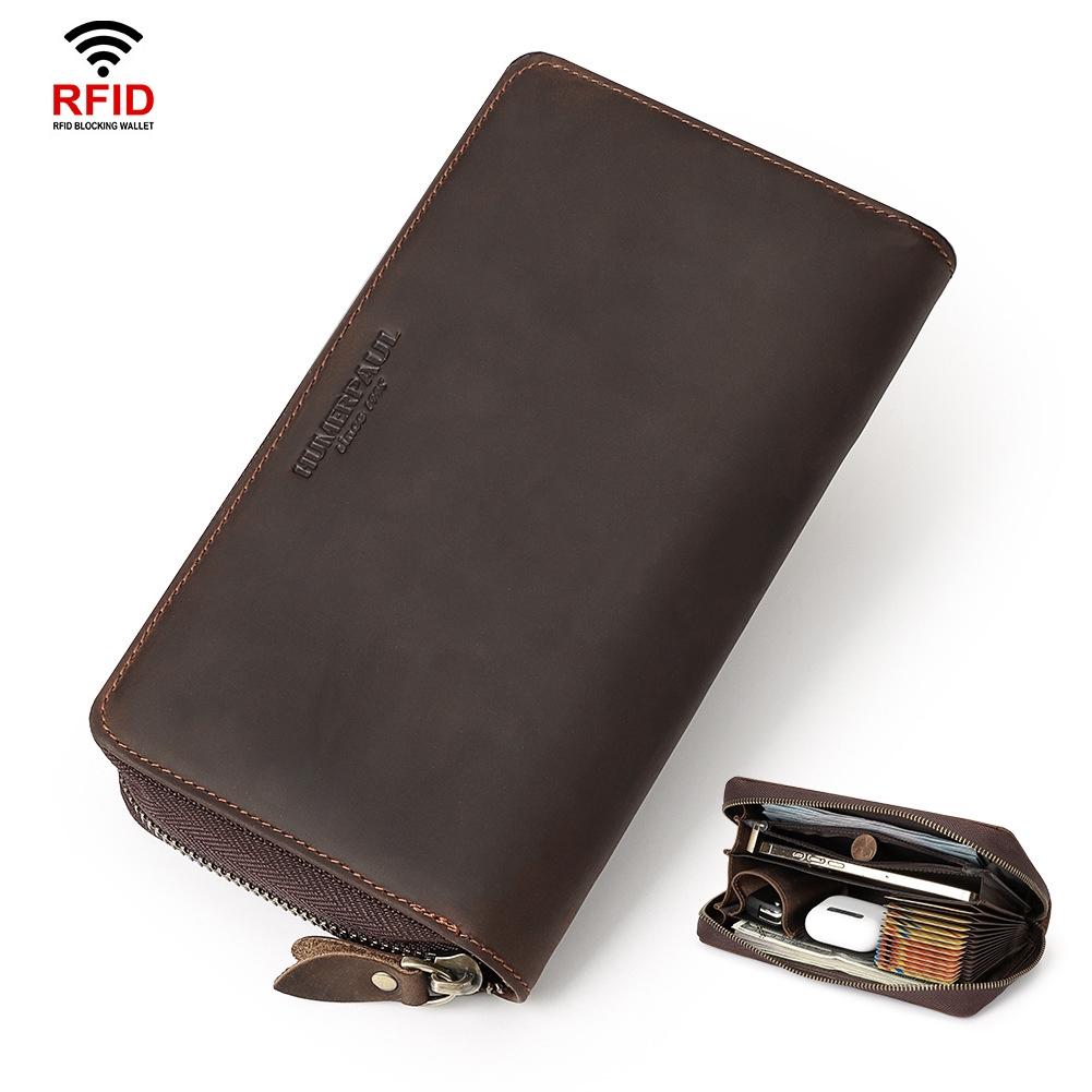 Leather Rfid Men Wallet - Coffee Multi-card 4