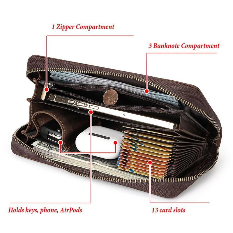 Leather Rfid Men Wallet - Coffee Multi-card 5