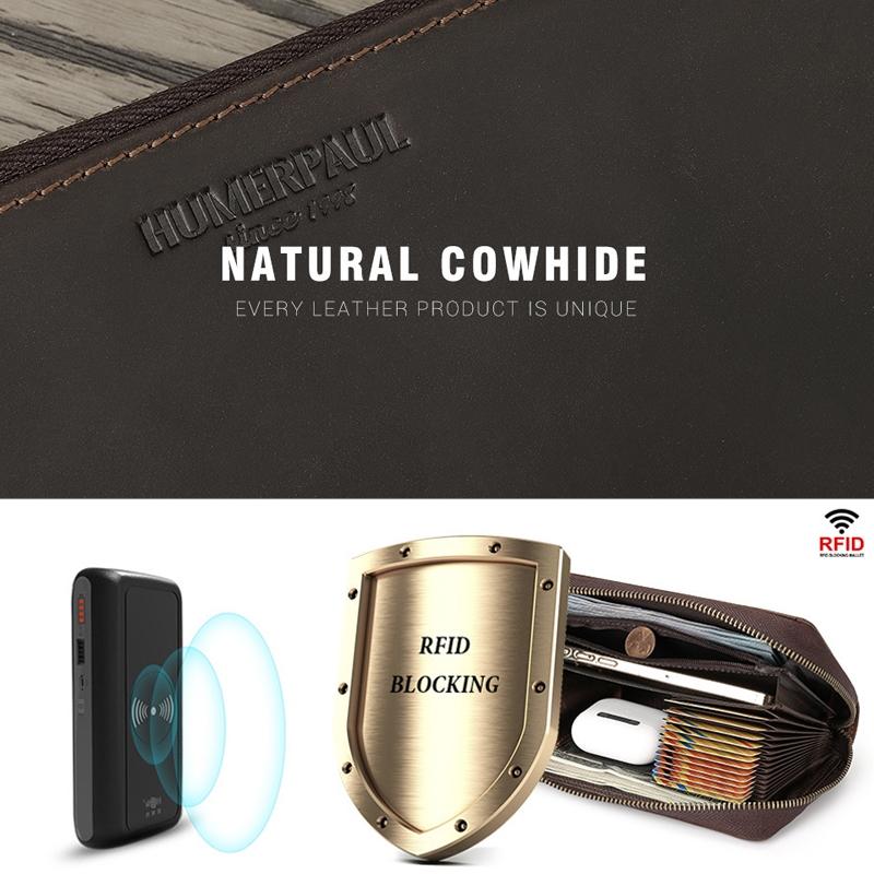 Leather Rfid Men Wallet - Coffee Multi-card 6