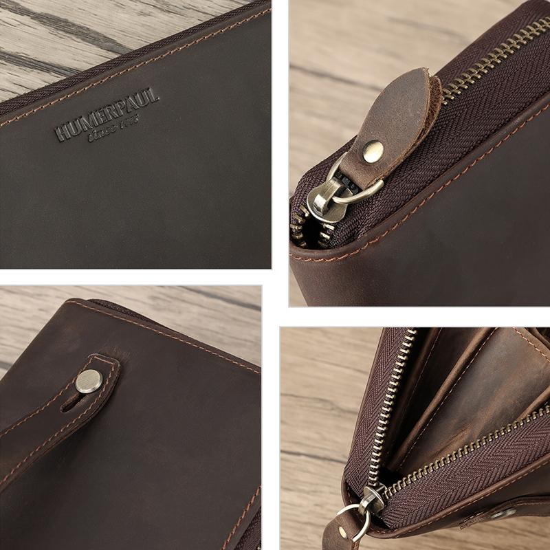 Leather Rfid Men Wallet - Coffee Multi-card 7