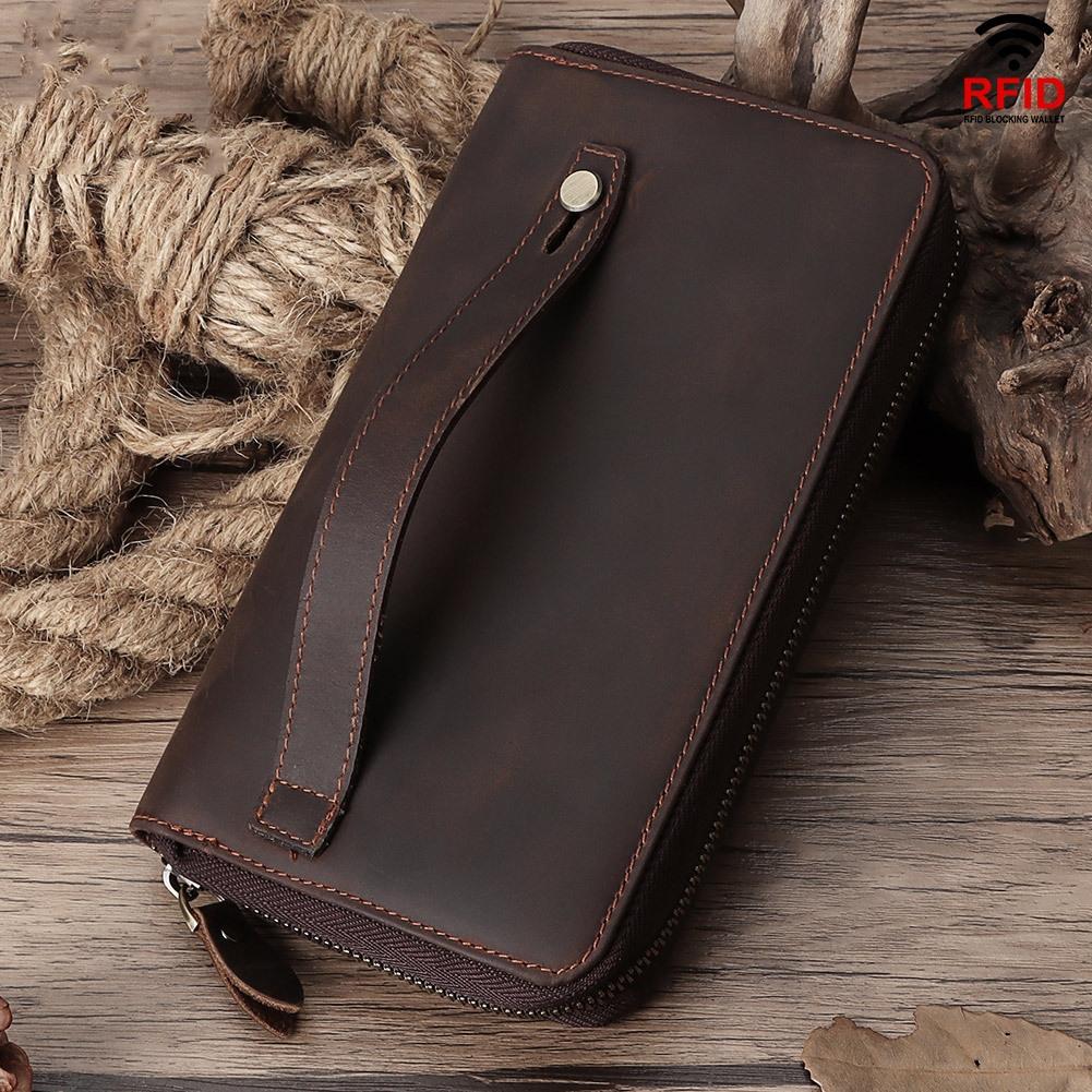 Leather Rfid Men Wallet - Coffee Multi-card 9