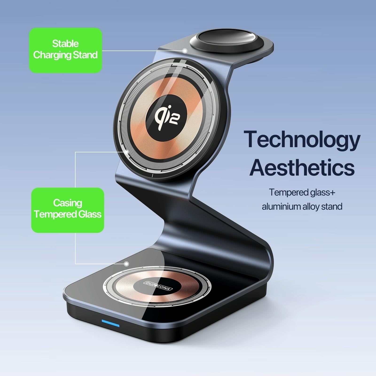 15W 3 In 1 Magnetic Wireless Charger Stand Black 10