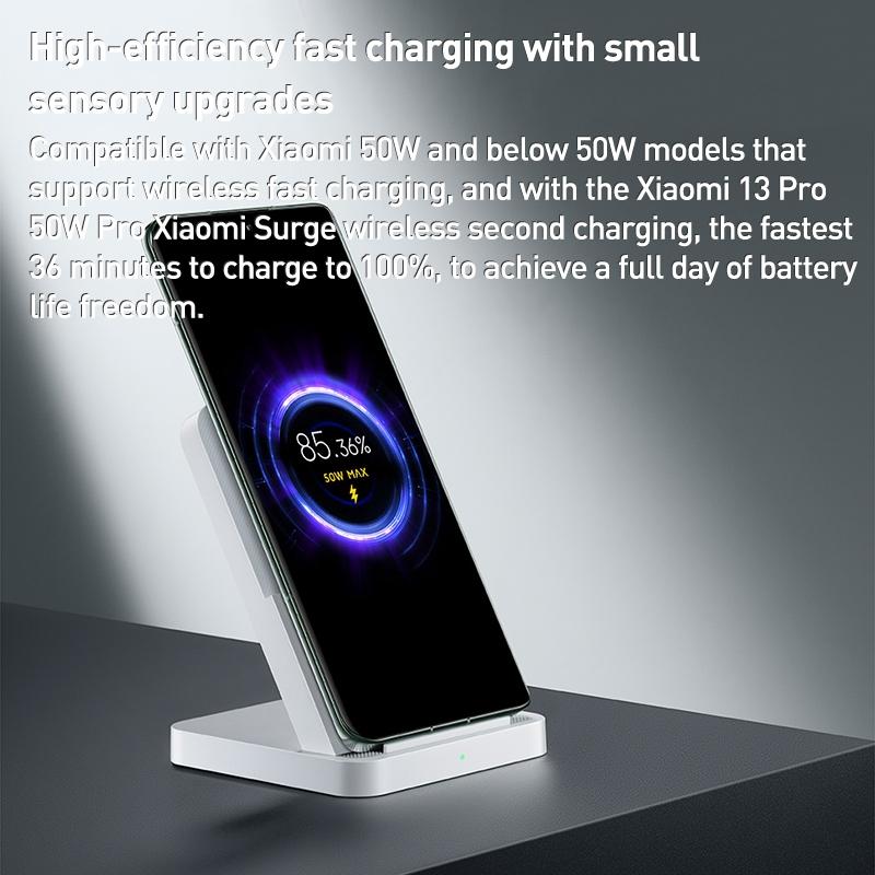 50W Vertical Air Cooled Wireless Charger White 4