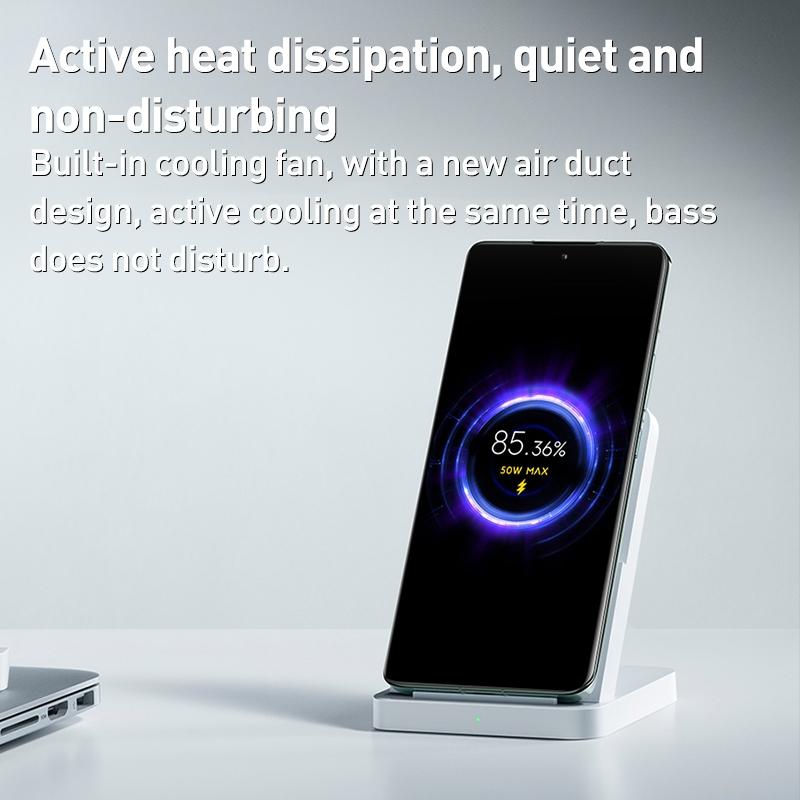50W Vertical Air Cooled Wireless Charger White 6