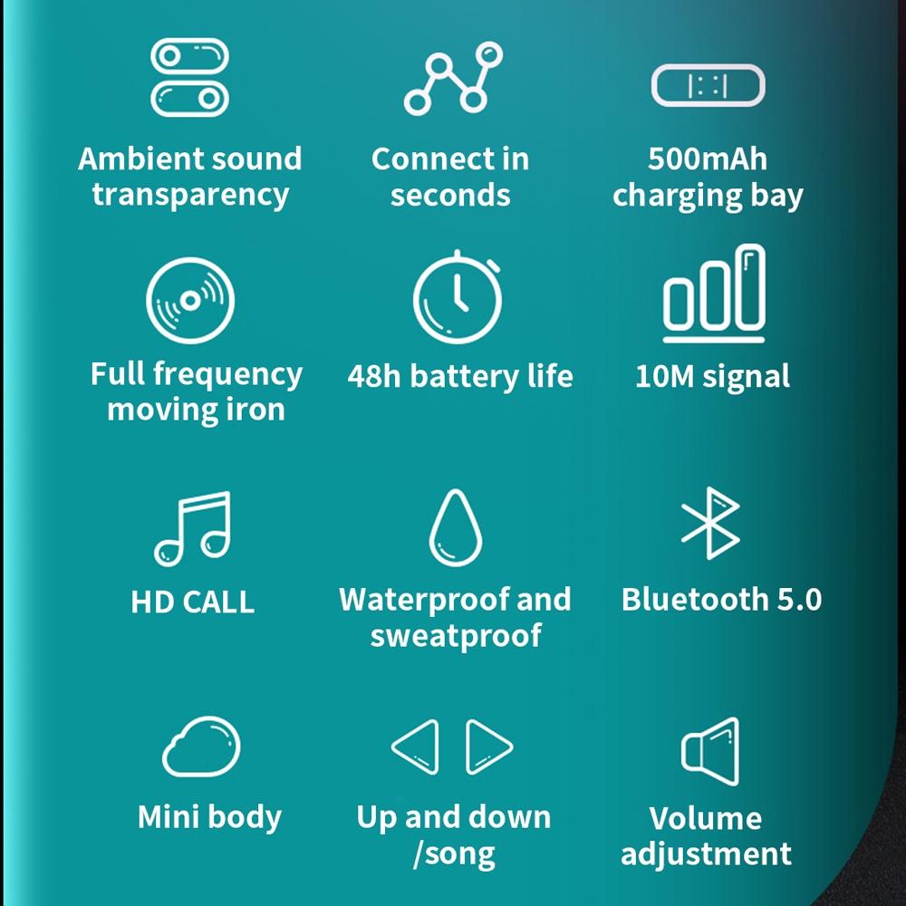 Wireless Bone Conduction Earphone with Bluetooth 5.0 - Black 10